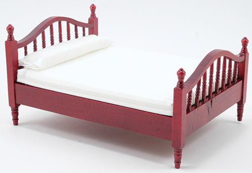 Dollhouse Miniature Double Bed, Mahogany